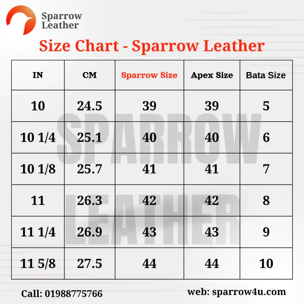Sparrow Leather Size Guide